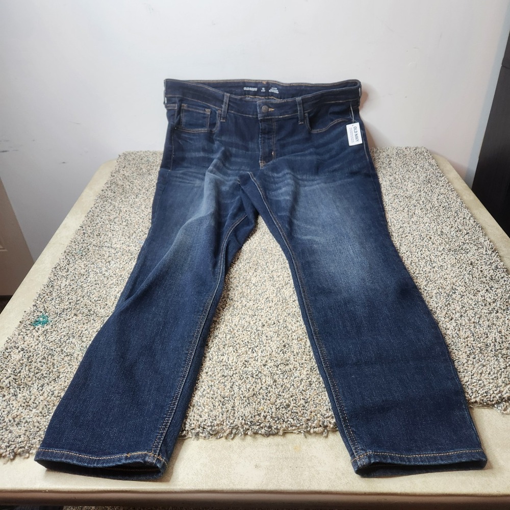 Old Navy Women's Rockstar Size 16 Short Dark Blue Super Skinny Jeans